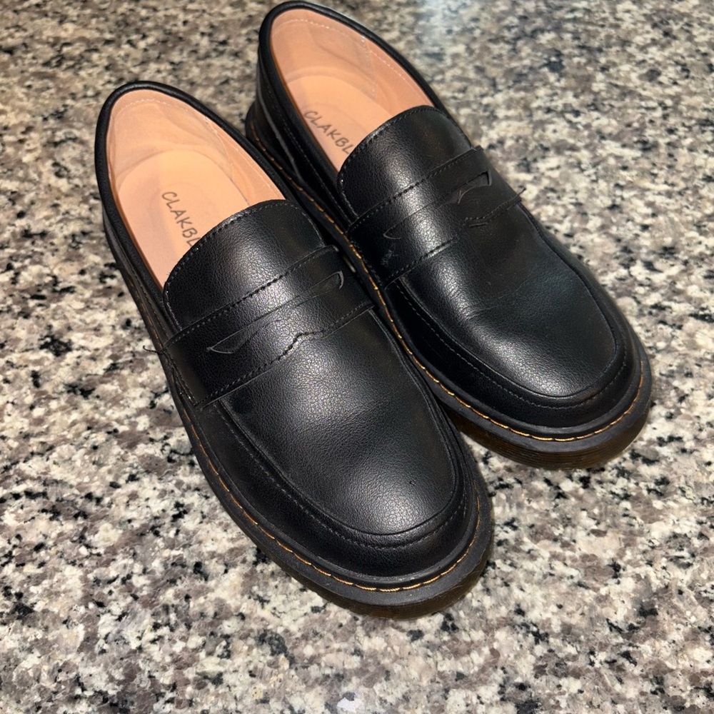 Amazon Black Leather Loafers Flats